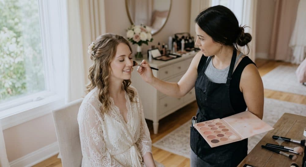 Bridal makeup & trial — illustrative AI-generated demo image