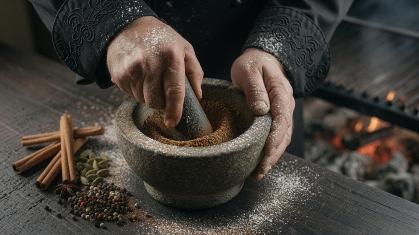 Spice mortar — illustrative AI-generated demo image