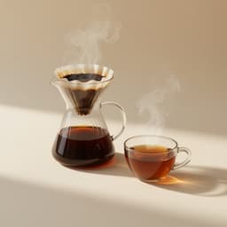 A filter cone brewing over a glass carafe