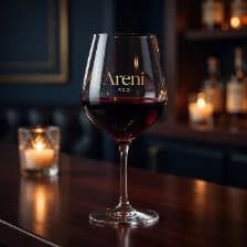 A glass of red on the bar, a candle burning behind it
